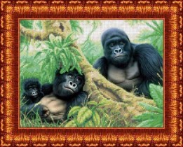 Схема для вышивки бисером КБЖ-3022 Семья горилл