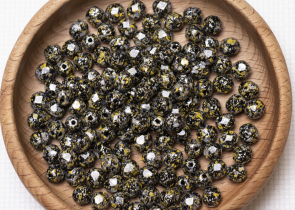 Бусины полированные круглые 6мм 25г (90 штук) 23980/45701 черный желтый серебро